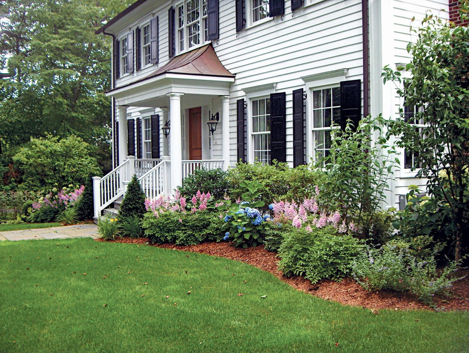 A planted front yard at a home